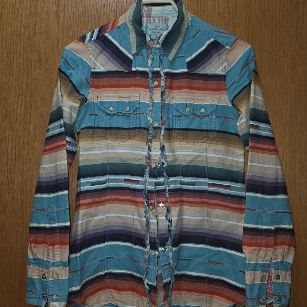 Tasha Polizzi Colt 44 Shirt Teal Western Pearl Snap Serape Southwest